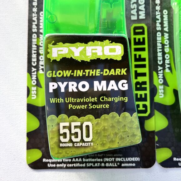 SplatRBall Pyro Mag Blaster Magazine 550 Rounds UV Glow in Dark NEW-Set of 2 - Picture 3 of 4